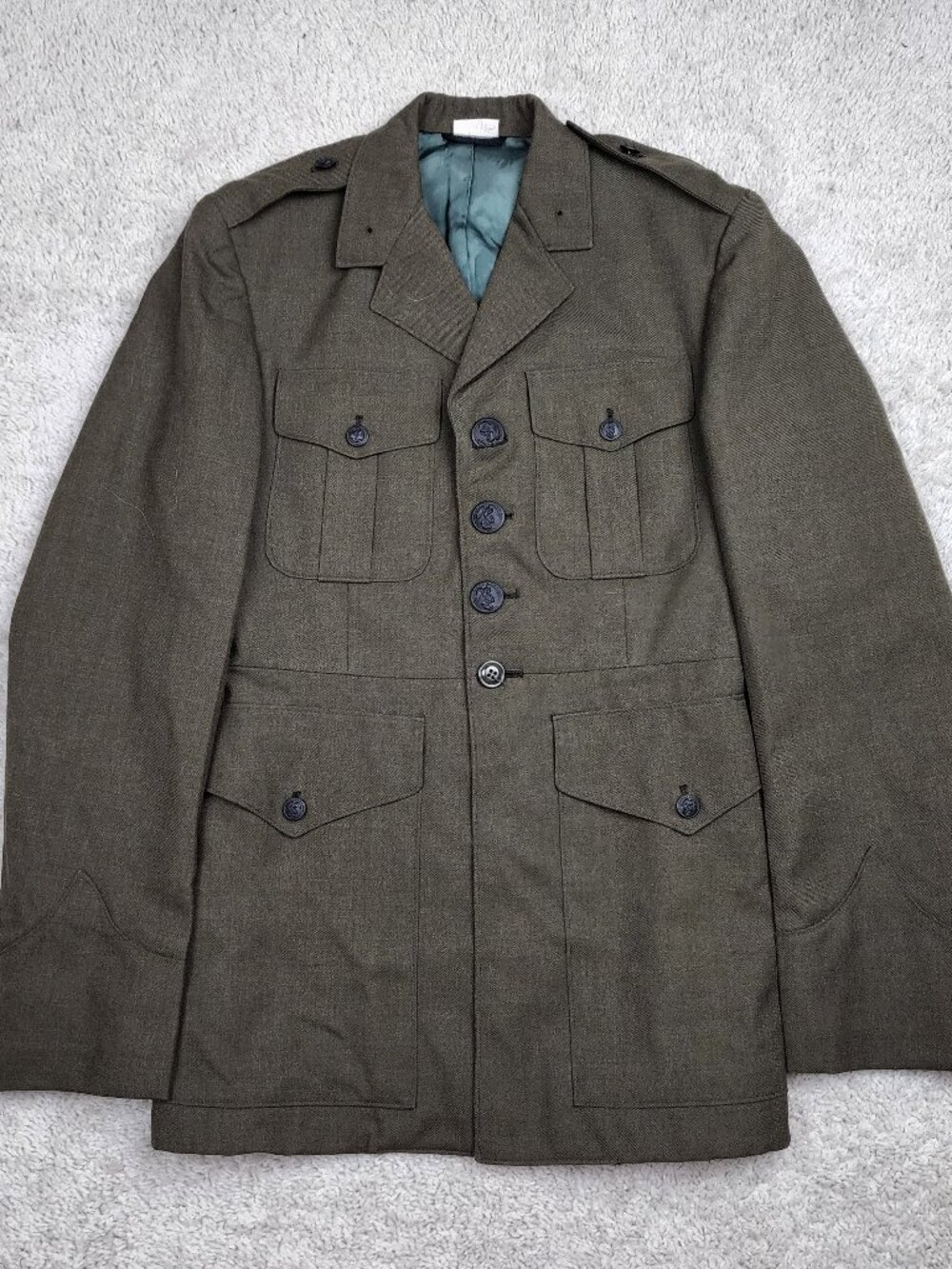 U.S. MARINE Corp Shade 2212 Poly Wool Dress Green Jacket Size 37S  Military USA